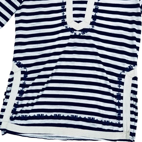 THML Navy White Stripes 3/4 Sleeve Top S - Picture 7 of 9